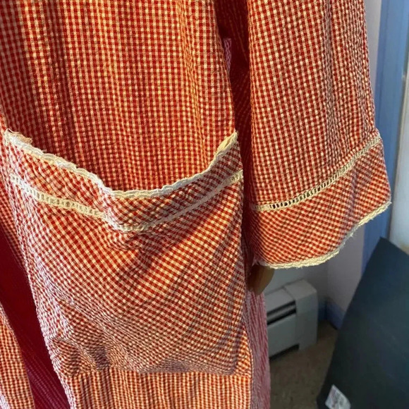 VTG Lang of SalzBurg Grannycore Cotton Nightgown Robe Women Size M-L Pocket - Picture 6 of 12